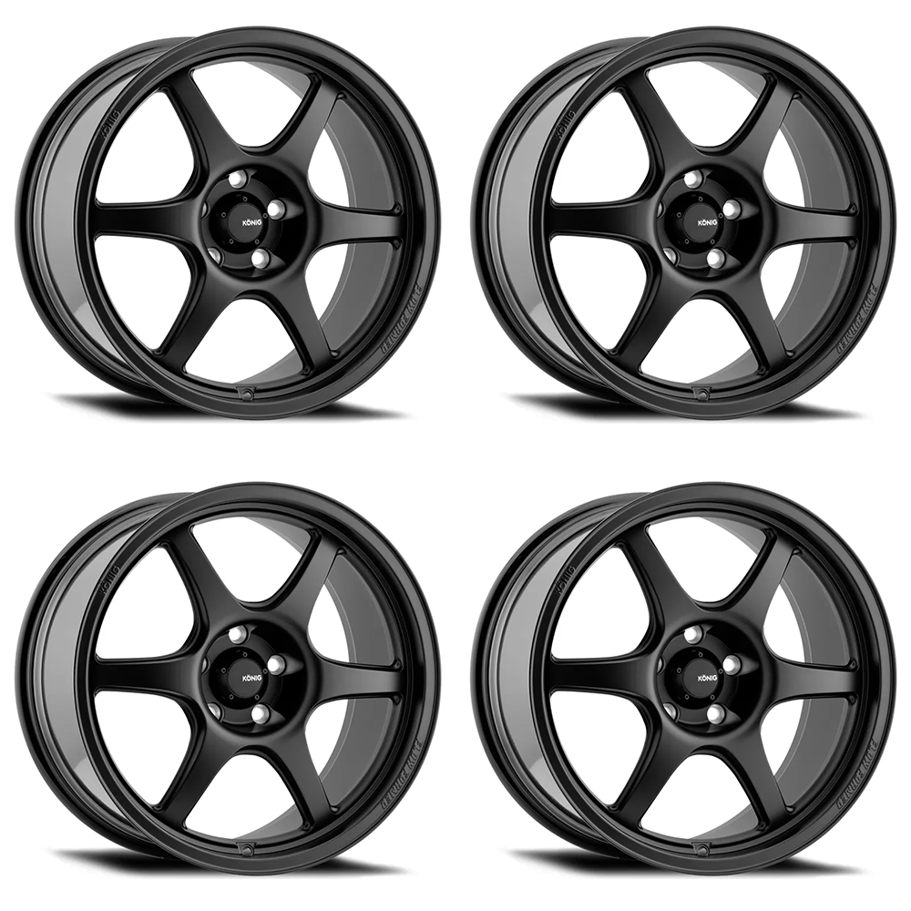 (set of 4) Konig Hexaform Matte Black | 15x7.5" +35mm | 4x100mm Wheel