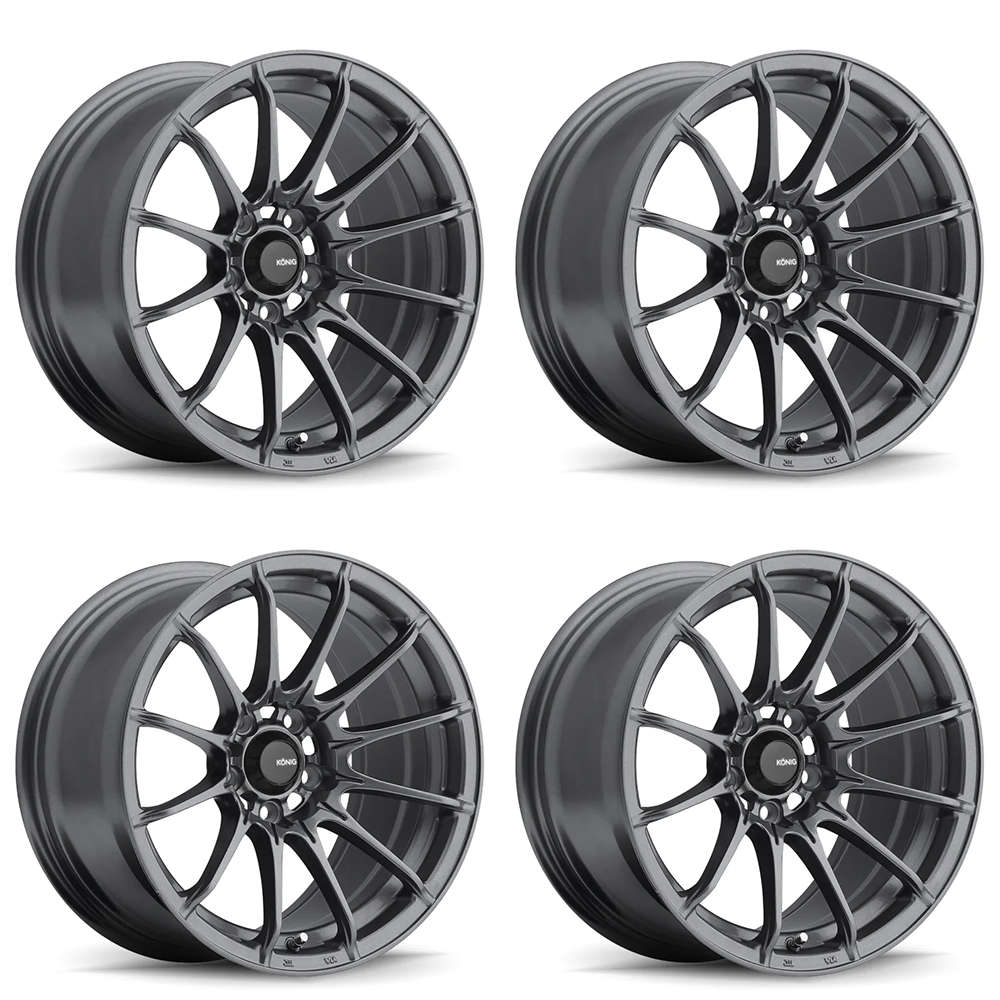 (set of 4) Konig Dial In Matte Grey | 15x8" +25mm | 4x100mm Wheel