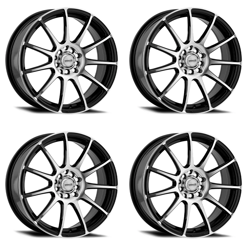 (set of 4) Konig Maxxim Champ Machined Face / Gloss Black | 16x7" +40mm | 10x100/114.3mm Wheel