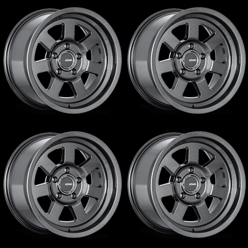 (set of 4) Konig HT2 Gloss Anthracite | 18x9" +0mm | 6x139.7mm Wheel