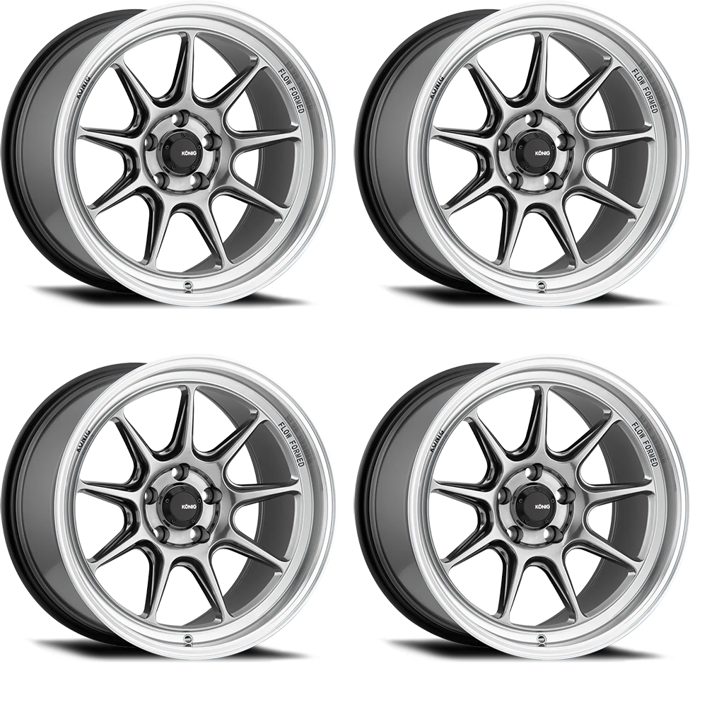 (set of 4) Konig Countergram Hyper Chrome / Machined Lip | 18x8.5" +43mm | 5x114.3mm Wheel