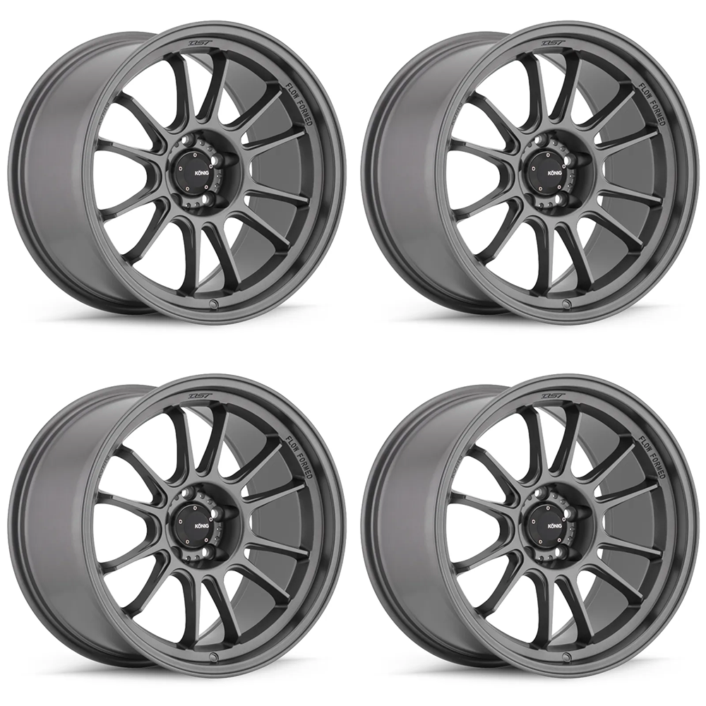 (set of 4) Konig Hypergram Matte Grey | 17x8" +35mm | 5x114.3mm Wheel