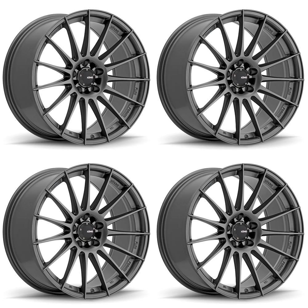 (set of 4) Konig Rennform Matte Grey | 18x8" +45mm | 5x112mm Wheel