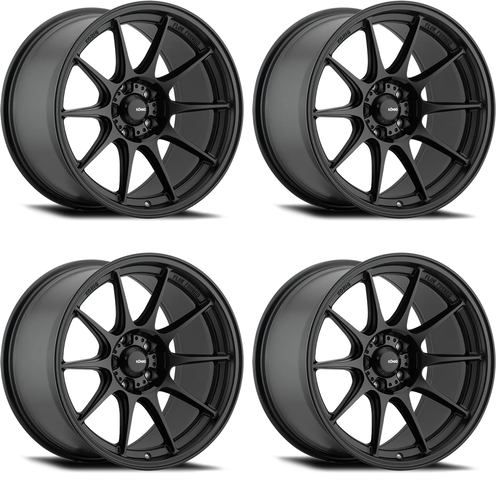 (set of 4) Konig Dekagram Semi-Matte Black | 17x9" +40mm | 5x100mm Wheel