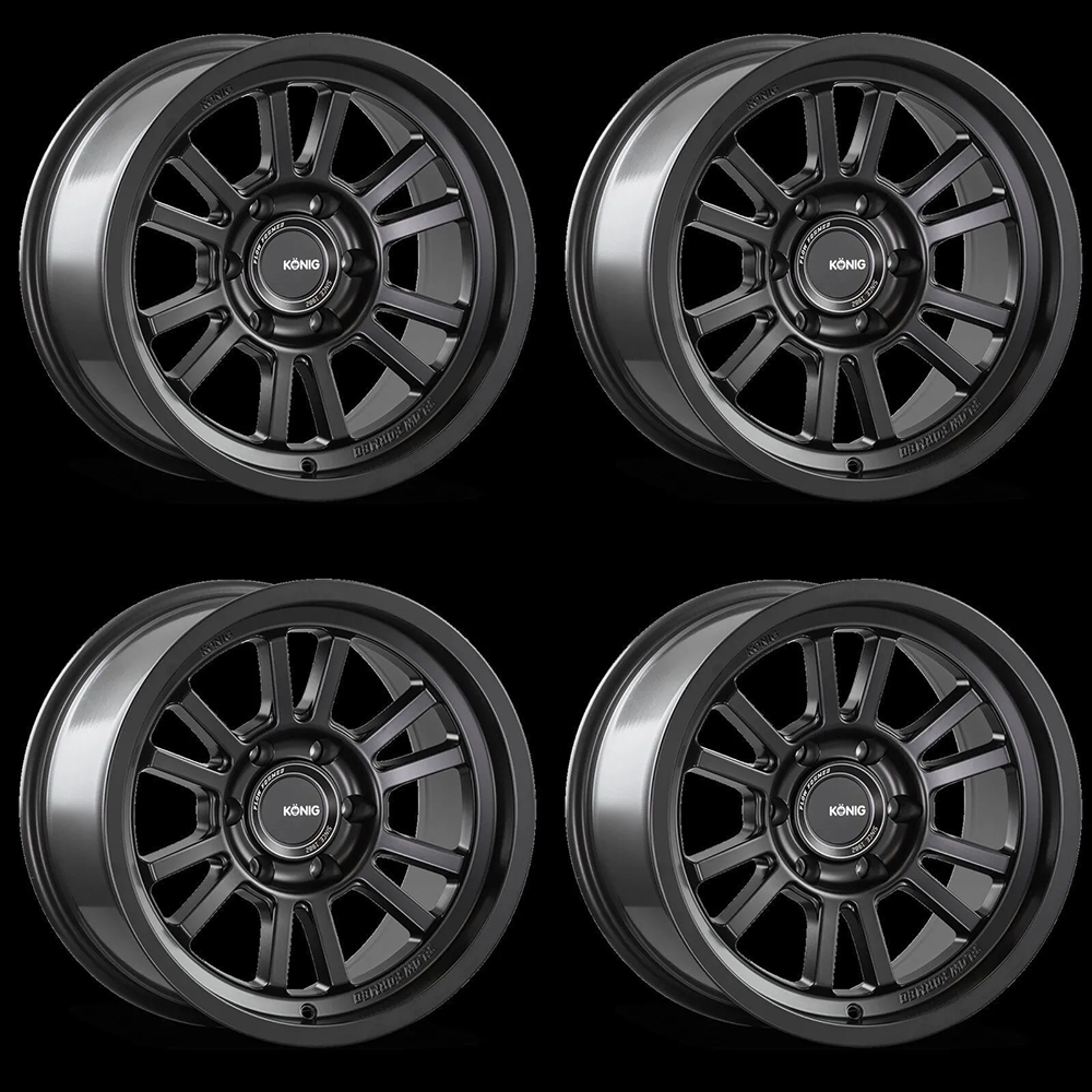 (set of 4) Konig HT1 Matte Black | 18x9" +0mm | 5x127mm Wheel