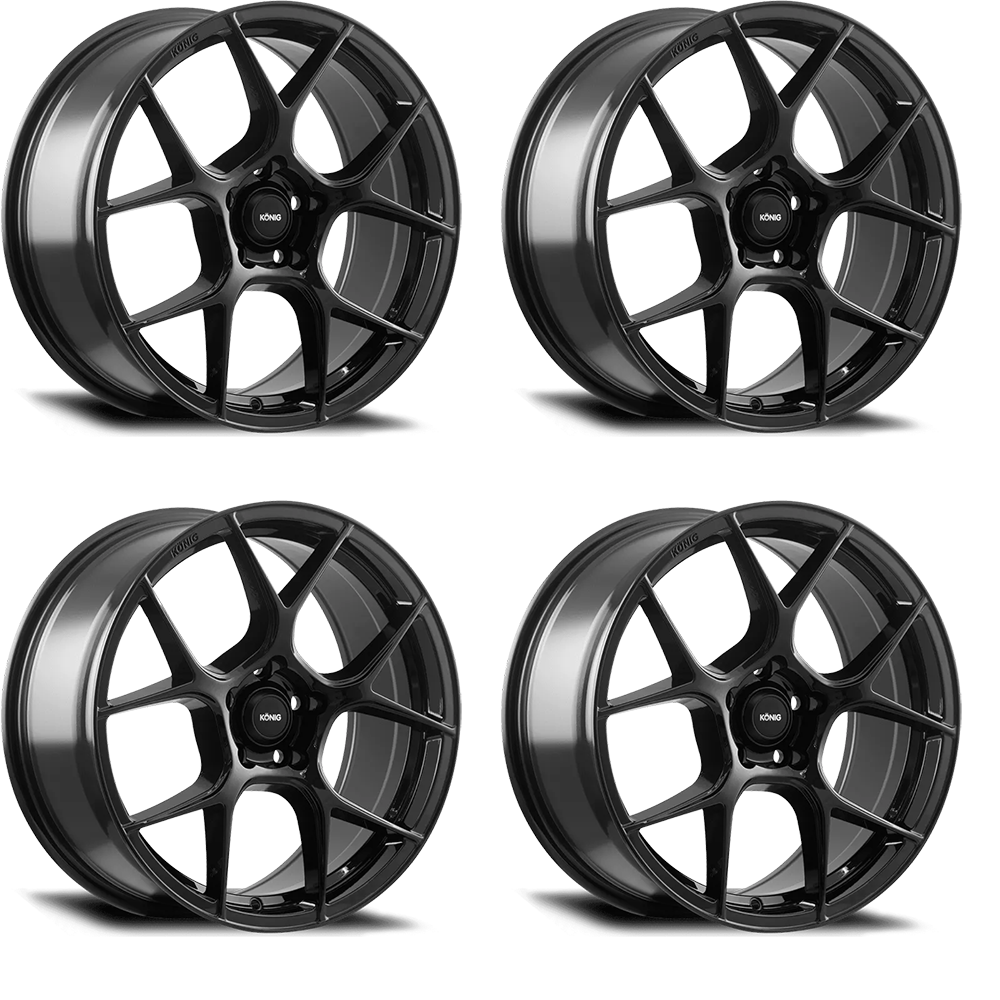 (set of 4) Konig Diverge Gloss Black | 19x8.5" +35mm | 5x120mm Wheel