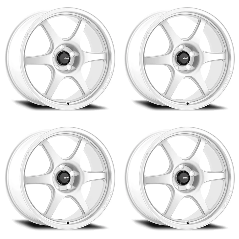 (set of 4) Konig Hexaform Gloss White | 18x9.5" +25mm | 5x114.3mm Wheel