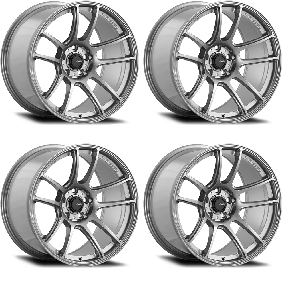 (set of 4) Konig Heliogram Titanium Metallic | 18x8.5" +32mm | 5x112mm Wheel