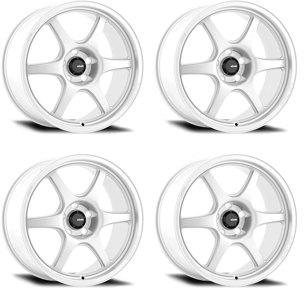 (set of 4) Konig Hexaform Gloss White | 15x7.5" +35mm | 4x100mm Wheel