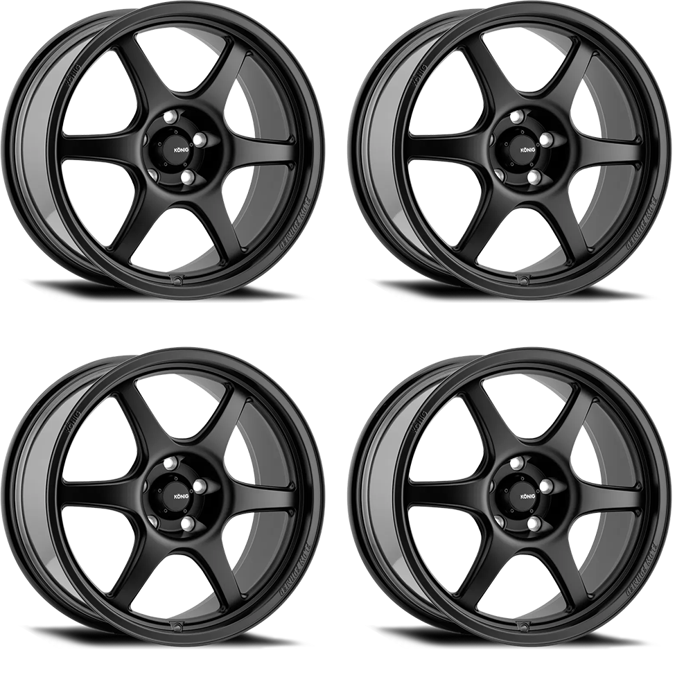 (set of 4) Konig Hexaform Matte Black | 18x8.5" +43mm | 5x112mm Wheel
