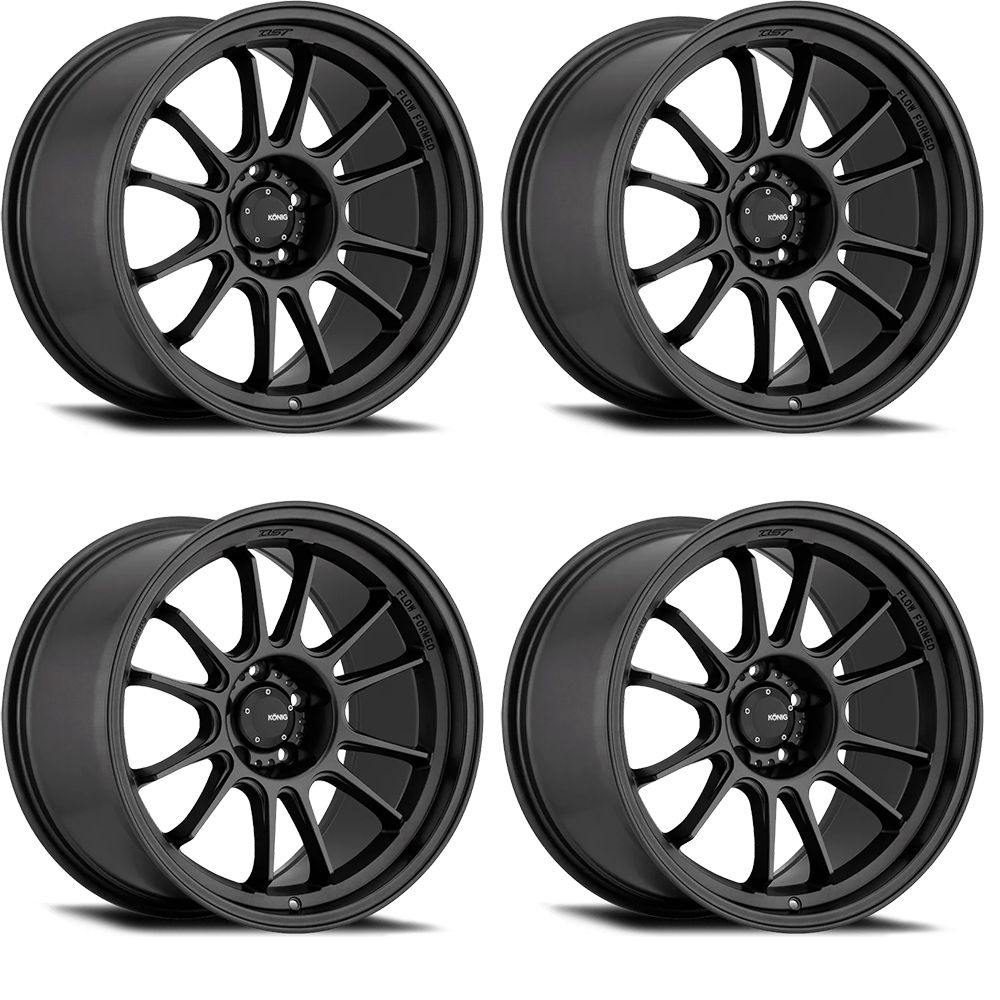 (set of 4) Konig Hypergram Matte Black | 18x12" +20mm | 5x112mm Wheel