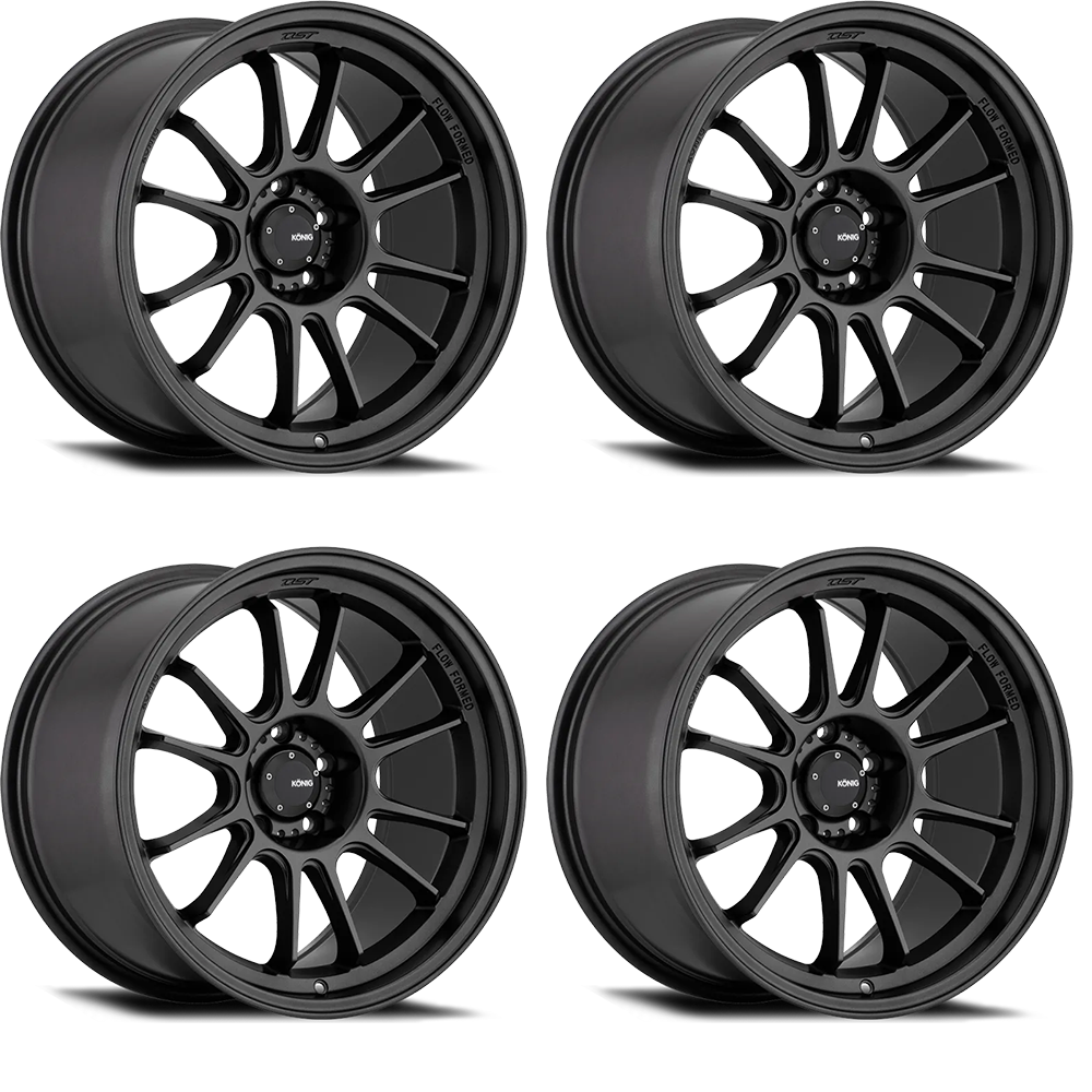 (set of 4) Konig Hypergram Matte Black | 15x7.5" +35mm | 4x100mm Wheel