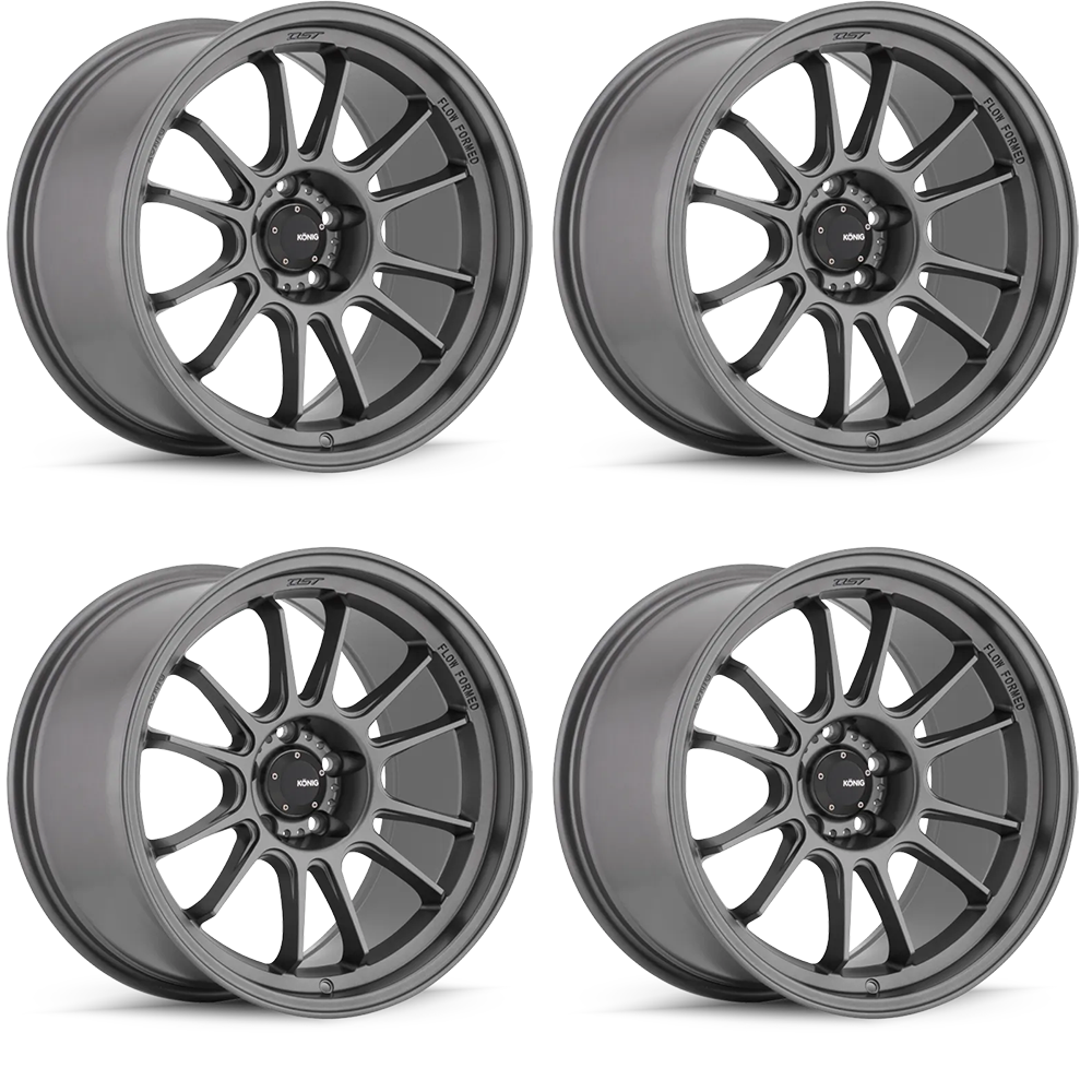 (set of 4) Konig Hypergram Matte Grey | 17x9" +25mm | 5x114.3mm Wheel