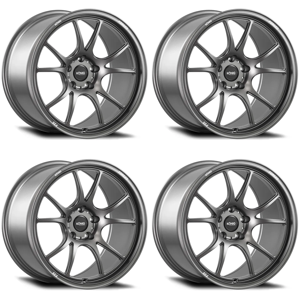 (set of 4) Konig F3S Satin Charcoal | 17x9" +42mm | 5x100mm Wheel