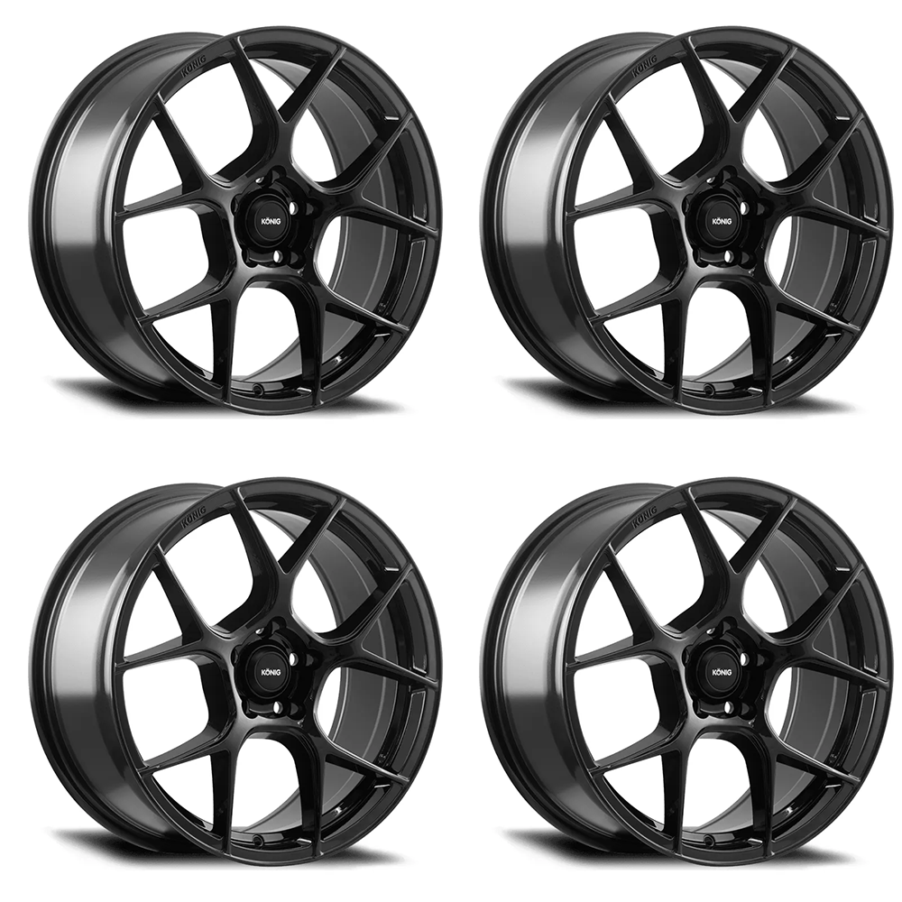 (set of 4) Konig Diverge Gloss Black | 19x8.5" +43mm | 5x108mm Wheel