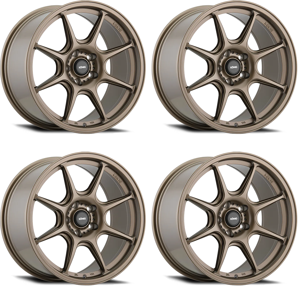(set of 4) Konig Lockout Matte Bronze | 17x8" +43mm | 5x114.3mm Wheel