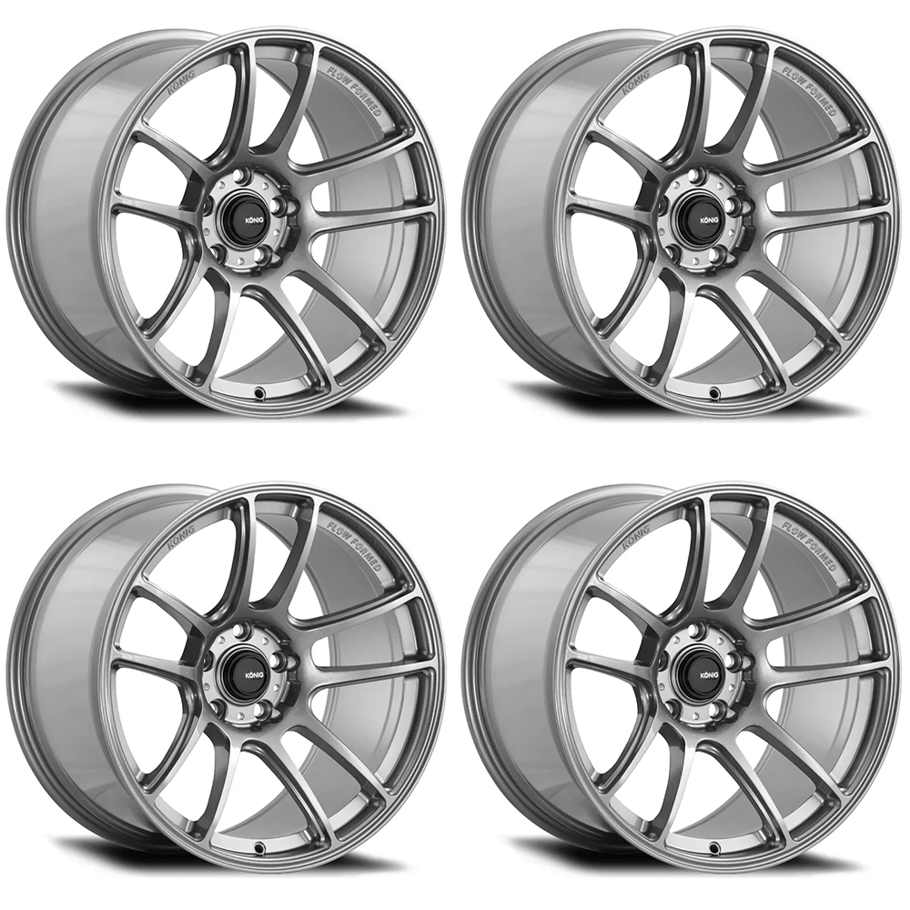 (set of 4) Konig Heliogram Titanium Metallic | 16x8" +40mm | 4x108mm Wheel