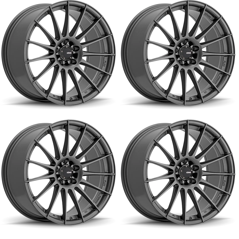 (set of 4) Konig Rennform Matte Grey | 18x8" +35mm | 5x114.3mm Wheel