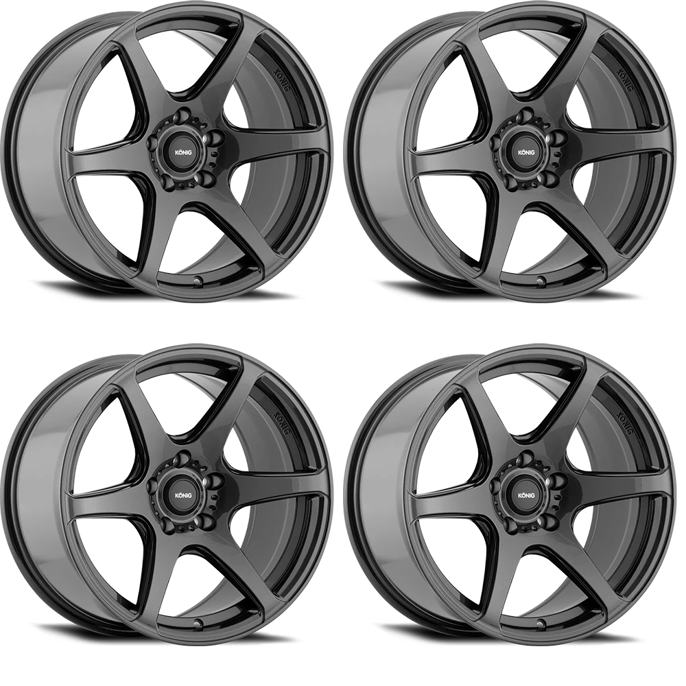 (set of 4) Konig Tandem Gloss Graphite | 16x7.5" +45mm | 5x100mm Wheel