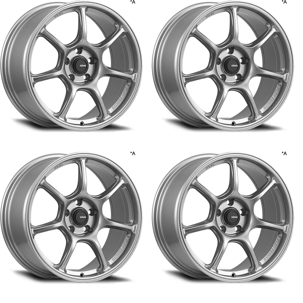 (set of 4) Konig Ultragram Titanium Metallic | 18x8.5" +38mm | 5x100mm Wheel