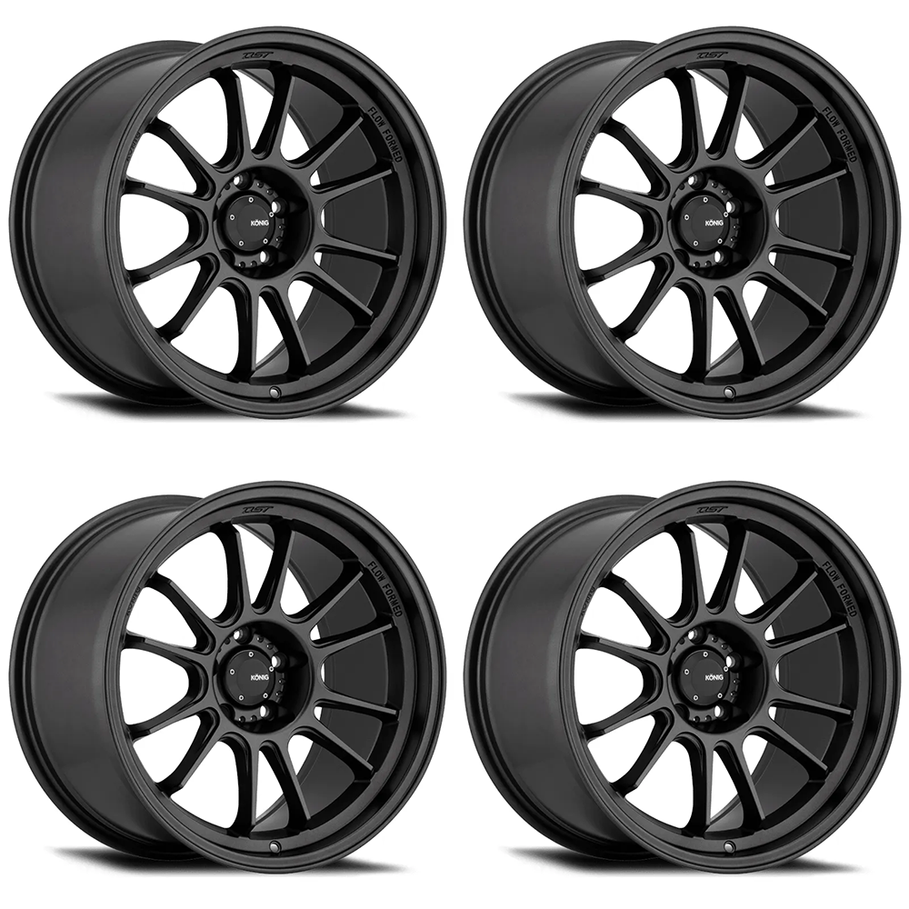 (set of 4) Konig Hypergram Matte Black | 19x9.5" +35mm | 5x114.3mm Wheel