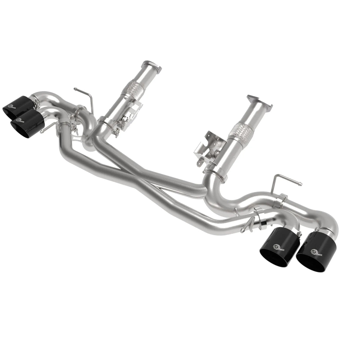 aFe MACH Force-Xp 3in to 2-1/2in 304SS Cat-Back (No Muff.) 2020 Chevy Corvette (C8) 6.2L - Black Tip