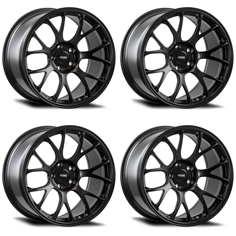 (set of 4) Konig F1M Satin Black | 18x10.5" +44mm | 5x130mm Wheel