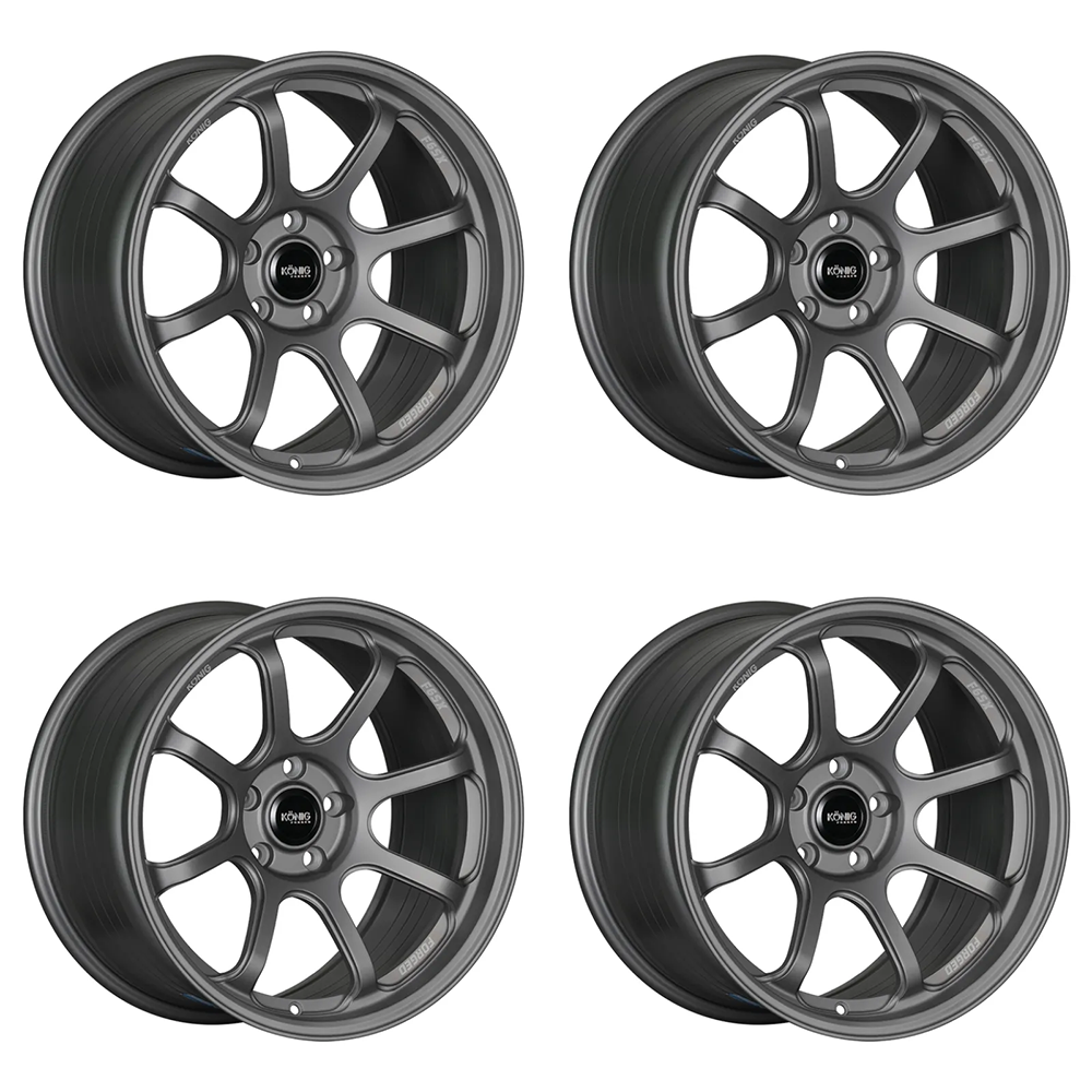 (set of 4) Konig F6SX Satin Grey | 18x8.5" +35mm | 5x114.3mm Wheel