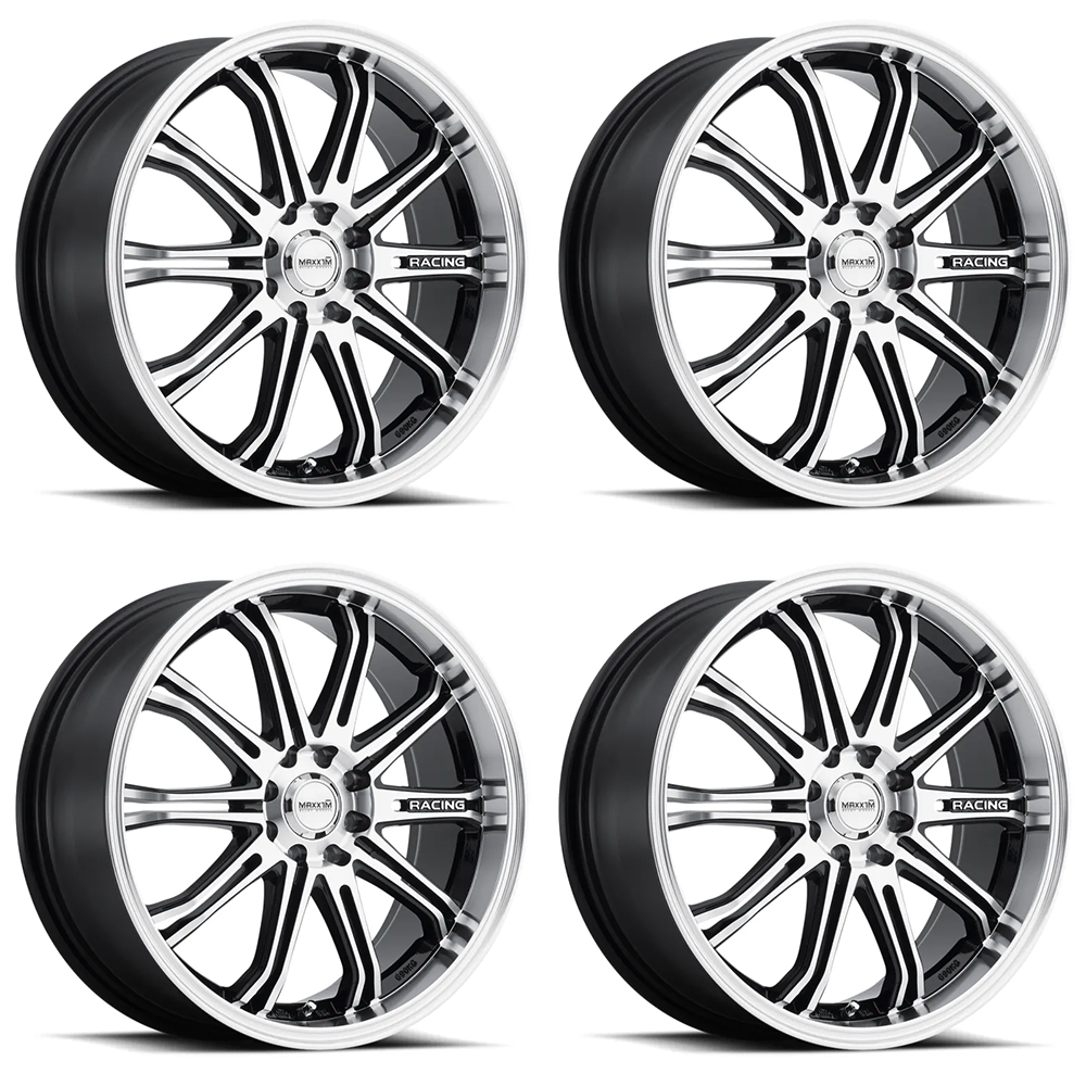 (set of 4) Konig Maxxim Ferris Black Machine Face | 16x7" +40mm | 8x100/114.3mm Wheel