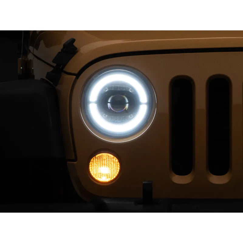 Raxiom 07-18 Jeep Wrangler JK Axial Series LED Headlights- Black Housing (Clear Lens)