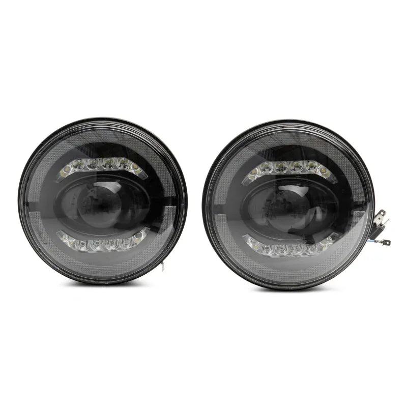 Raxiom 07-18 Jeep Wrangler JK Axial Series LED Headlights- Black Housing (Clear Lens)