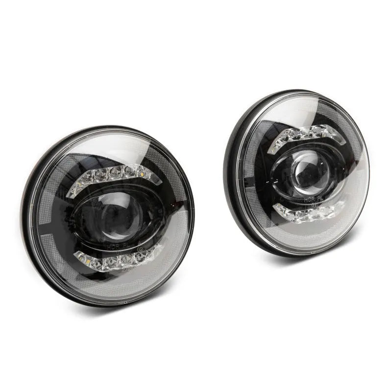 Raxiom 07-18 Jeep Wrangler JK Axial Series LED Headlights- Black Housing (Clear Lens)