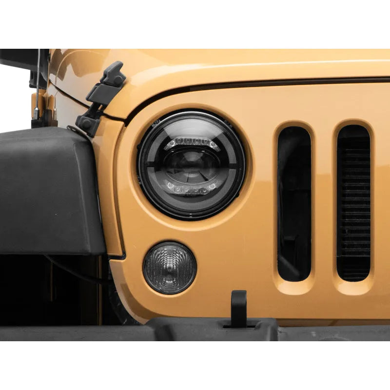 Raxiom 07-18 Jeep Wrangler JK Axial Series LED Headlights- Black Housing (Clear Lens)