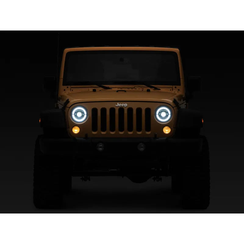 Raxiom 07-18 Jeep Wrangler JK Axial Series LED Headlights- Black Housing (Clear Lens)