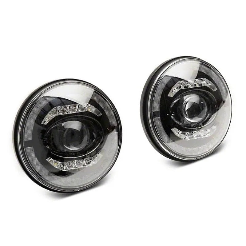 Raxiom 07-18 Jeep Wrangler JK Axial Series LED Headlights- Black Housing (Clear Lens)