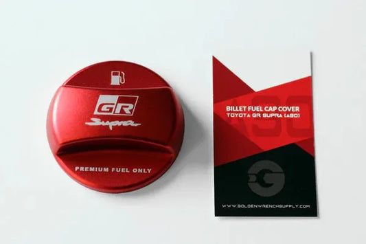 Goldenwrench A90 Supra BLACKLINE Red Billet Fuel Cap Cover