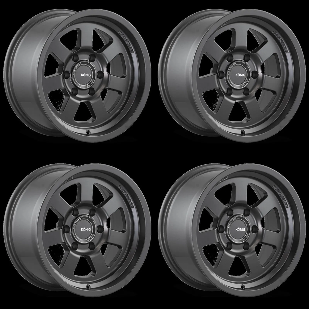 (set of 4) Konig HT2 Matte Black | 18x9" +0mm | 5x127mm Wheel