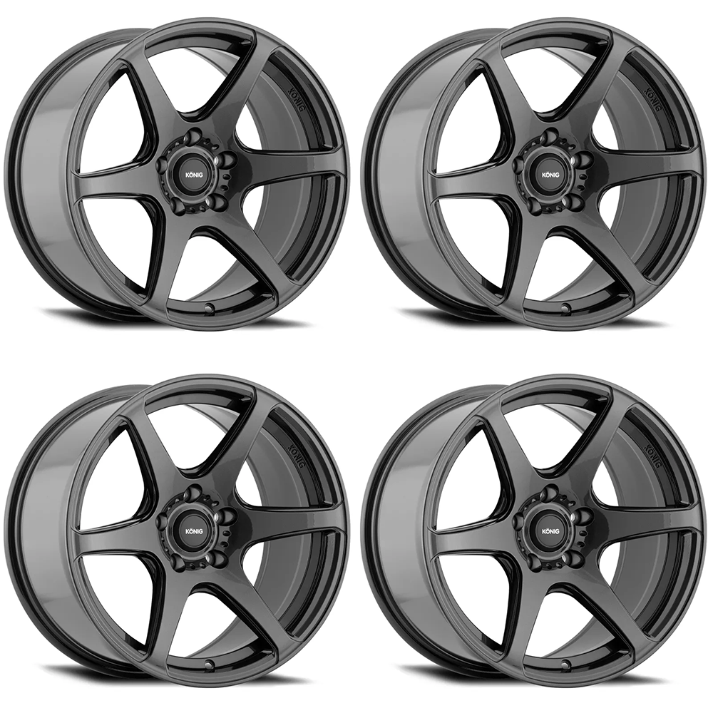(set of 4) Konig Tandem Gloss Graphite | 18x8" +35mm | 5x114.3mm Wheel