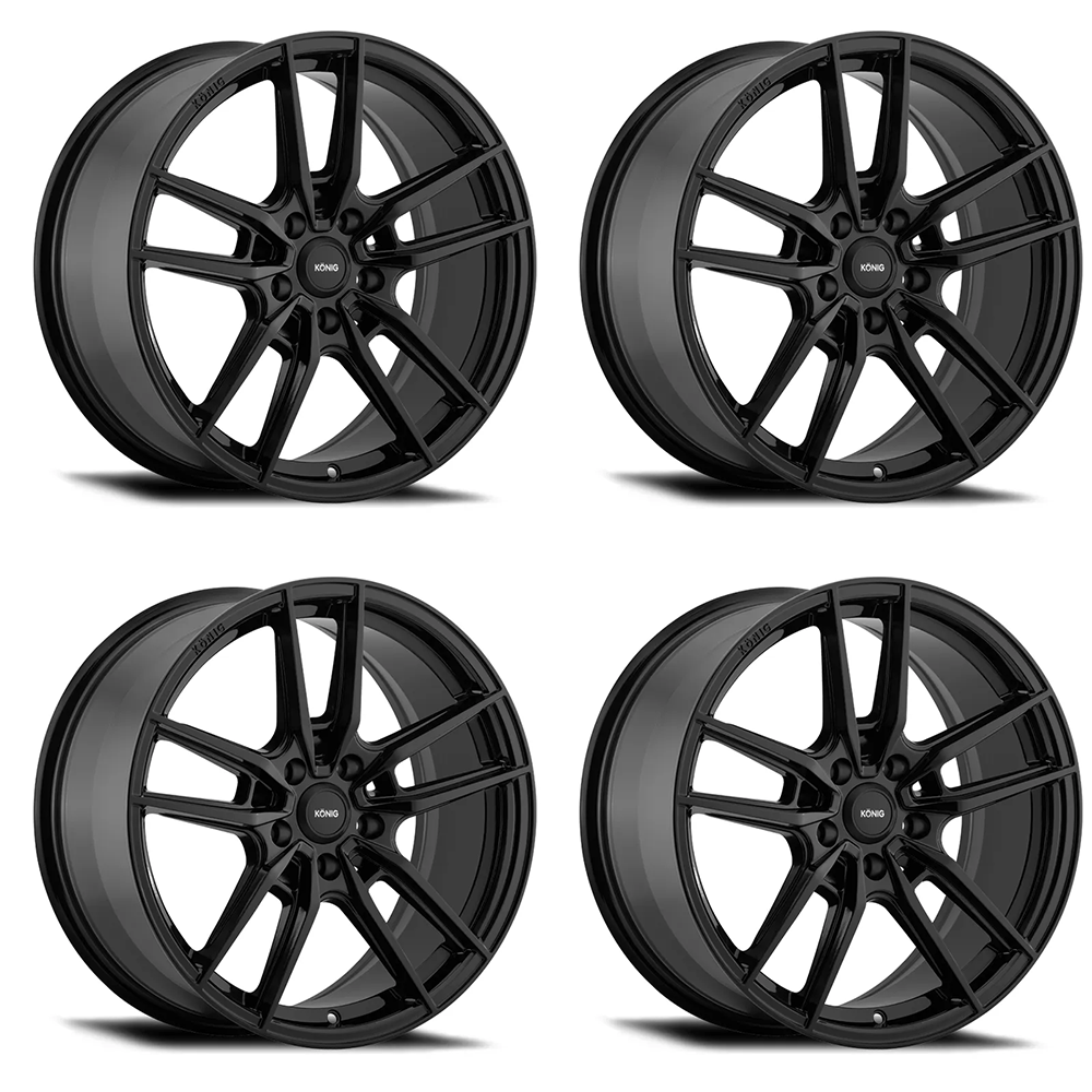 (set of 4) Konig Myth Gloss Black | 18x8" +43mm | 5x112mm Wheel