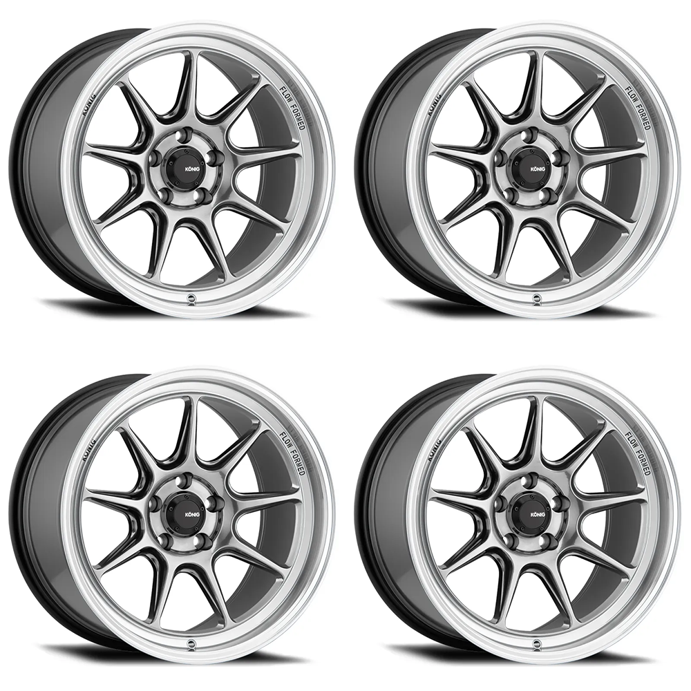 (set of 4) Konig Countergram Hyper Chrome | 15x8" +25mm | 4x100mm Wheel