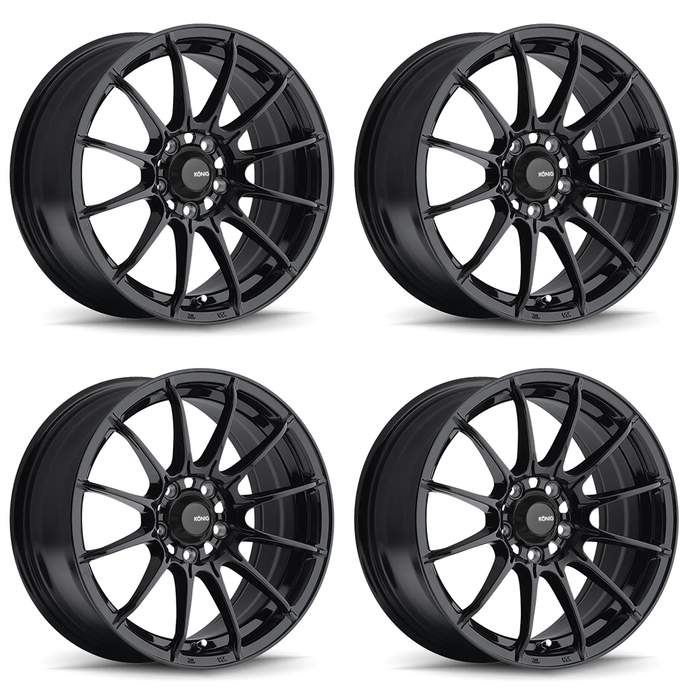 (set of 4) Konig Dial In Gloss Black | 15x7" +35mm | 4x100mm Wheel