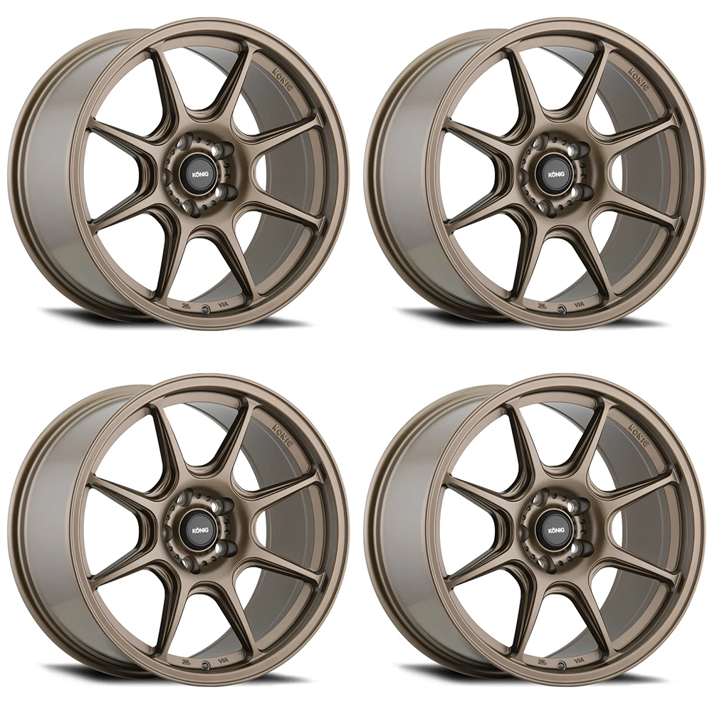 (set of 4) Konig Lockout Matte Bronze | 17x8" +45mm | 4x100mm Wheel