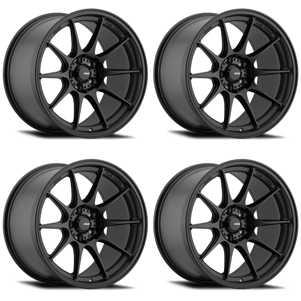 (set of 4) Konig Dekagram Semi-Matte Black | 19x8.5" +43mm | 5x114.3mm Wheel