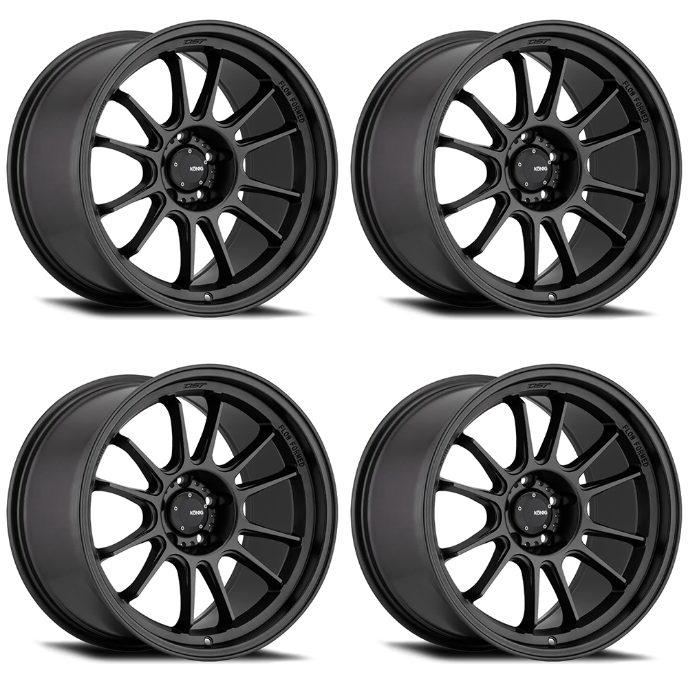 (set of 4) Konig Hypergram Matte Black | 18x8.5" +43mm | 5x112mm Wheel