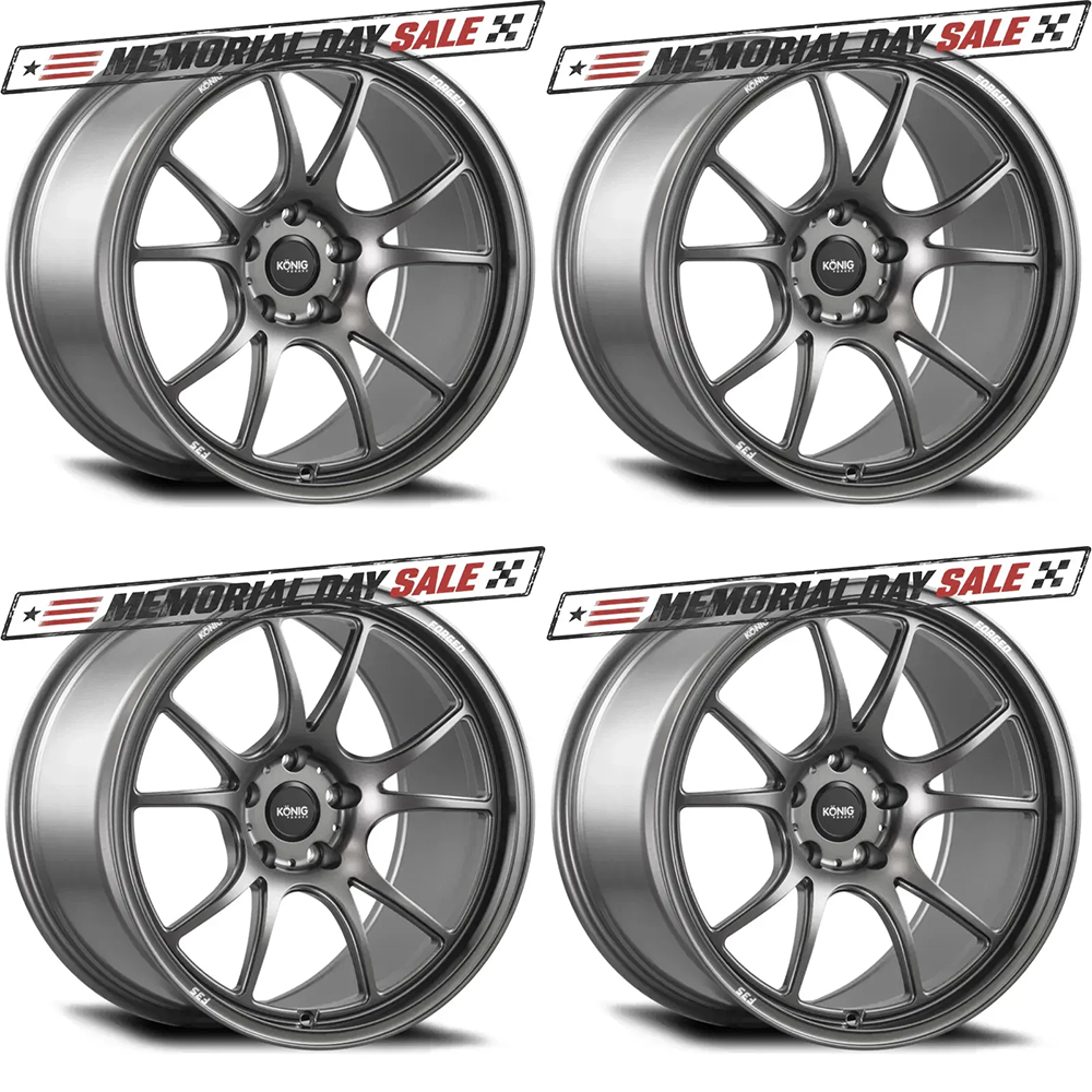 (set of 4) Konig F3S Satin Charcoal | 18x10.5" +25mm | 5x114.3mm Wheel