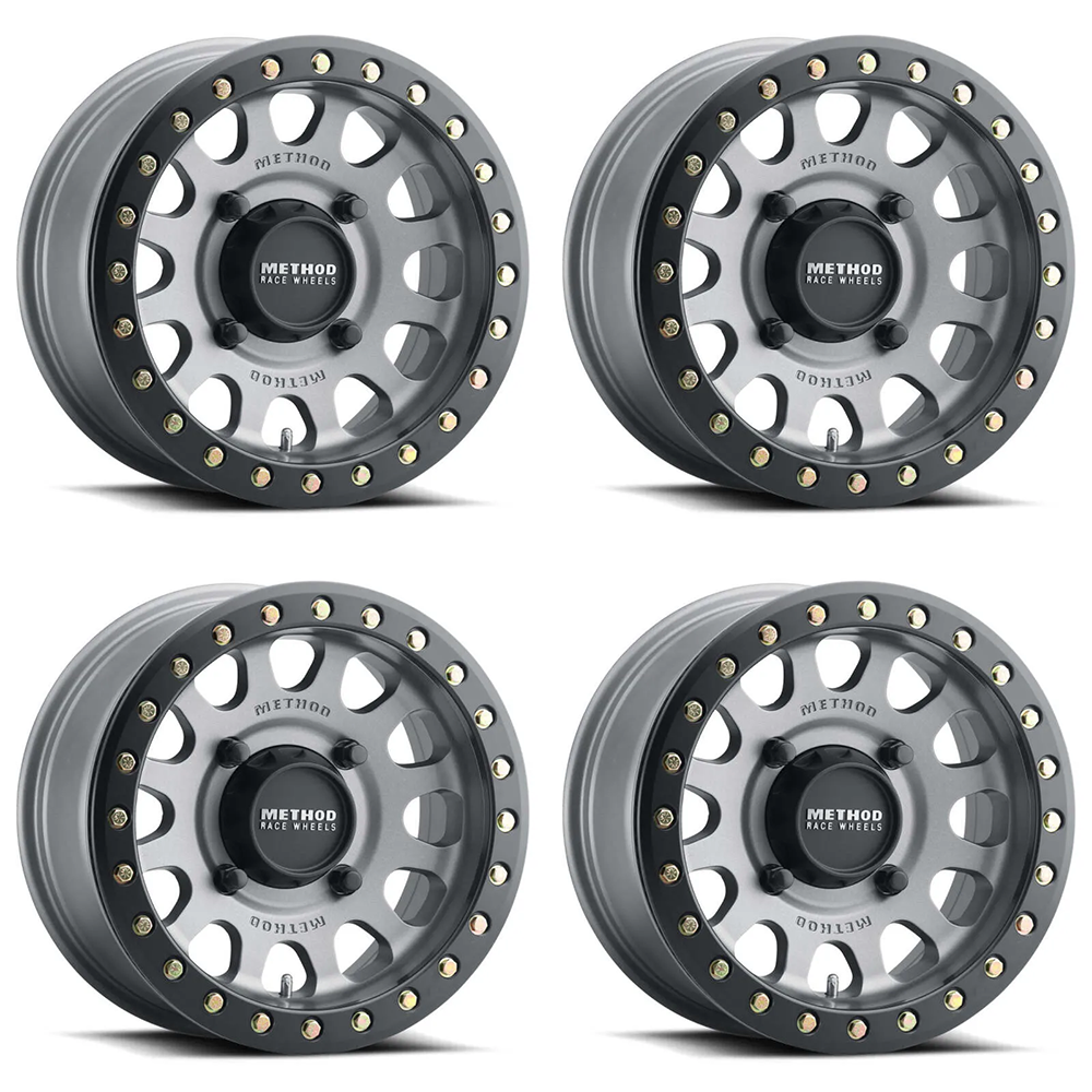 (set of 4) Method Wheels MR401 Titanium - Matte Black Ring | 15x7" +38mm | 5x4.5mm Wheel