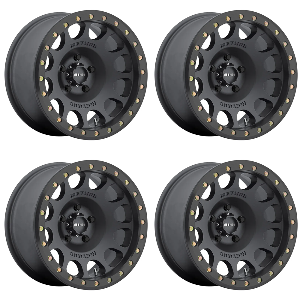 (set of 4) Method Wheels MR105 Matte Black | 17x8.5" +0mm | 8x6.5mm Wheel