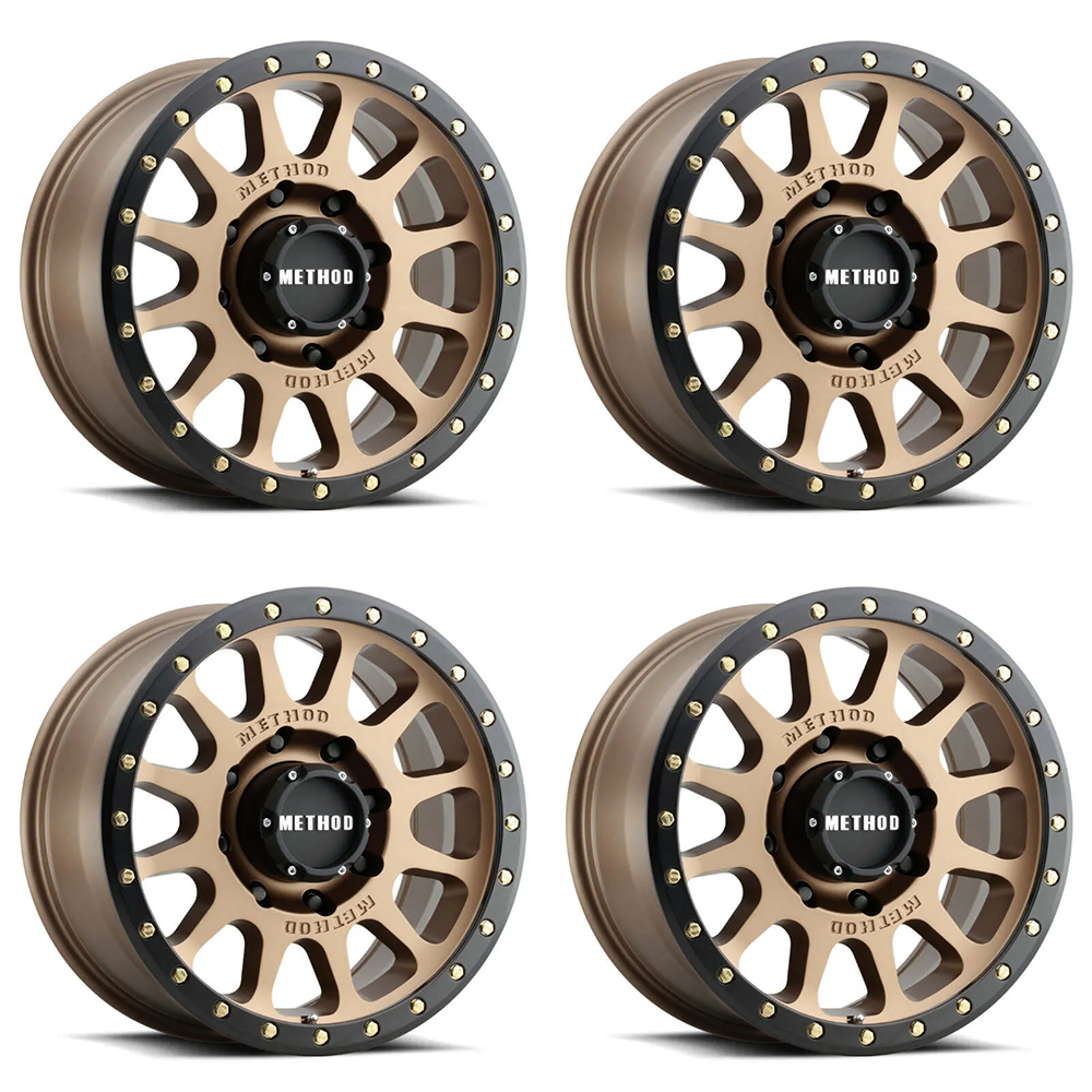 (set of 4) Method Wheels MR305 Bronze - Matte Black Lip | 17x8.5" +25mm | 6x5.5mm Wheel