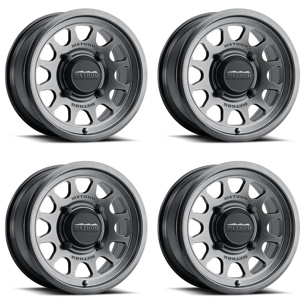 (set of 4) Method Wheels MR414 Gloss Graphite | 15x10" +25mm | 5x4.5mm Wheel