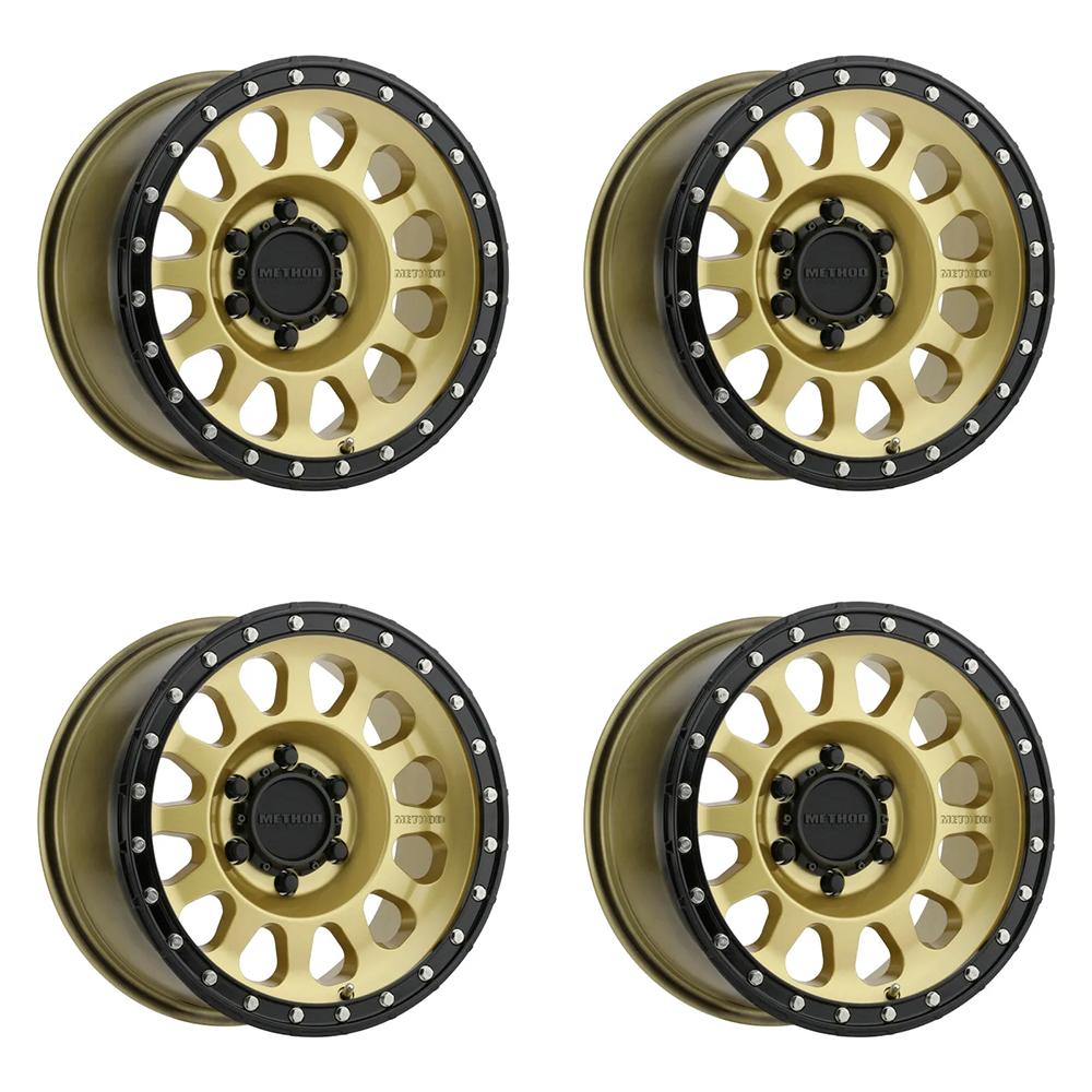 (set of 4) Method Wheels MR315 Gold - Black Lip | 17x8.5" +0mm | 6x5.5mm Wheel